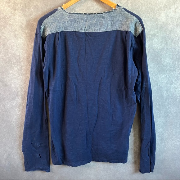 Free People By Artisan De Luxe VERY RARE Half Button Front Shirt w/ Flannel Sz M - Picture 2 of 7